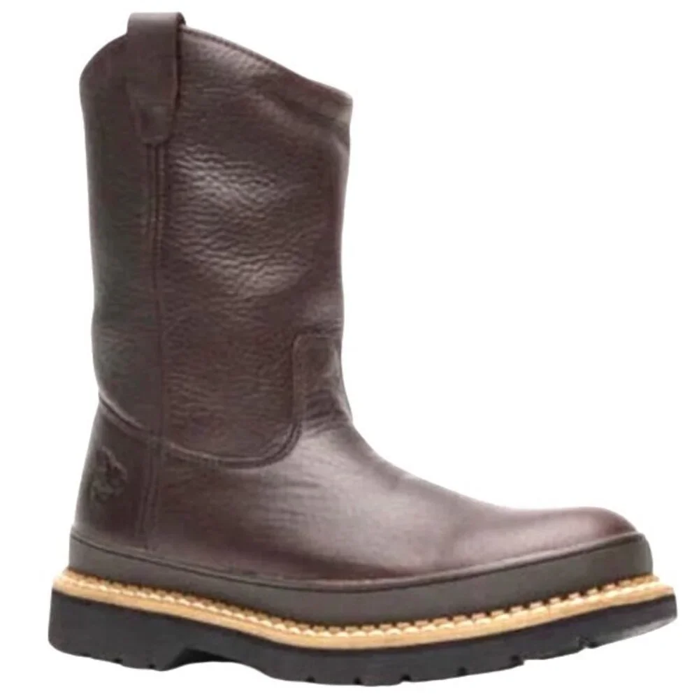 Georgia® Giant Wellington Pull-on work boot Soggy Brown Leather Men’s Size 12 M